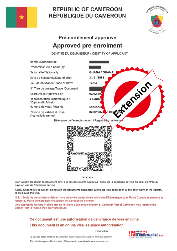 Cameroon EVisa Extension